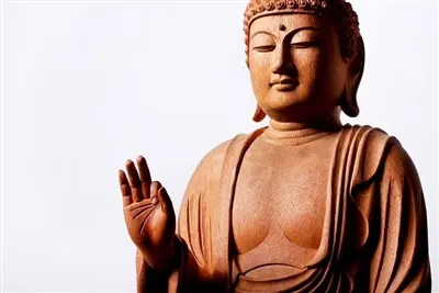 木彫りのロータスベース仏sakyamuni